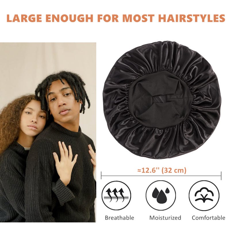 Himoswis Bonnet for Men Curly Hair Silk Bonnet for Men for Sleeping Matching Durag and Bonnets Set for Couples Mens Bonnet Pack A - Image 4